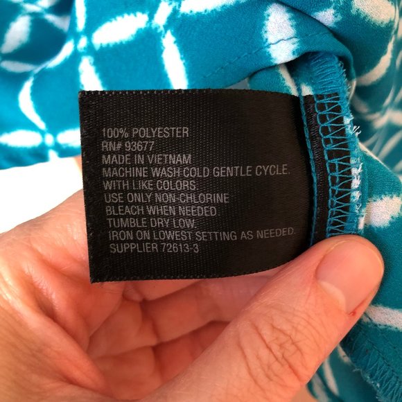 Worthington Sheer Blue and White Design Tank Top - Picture 5 of 6